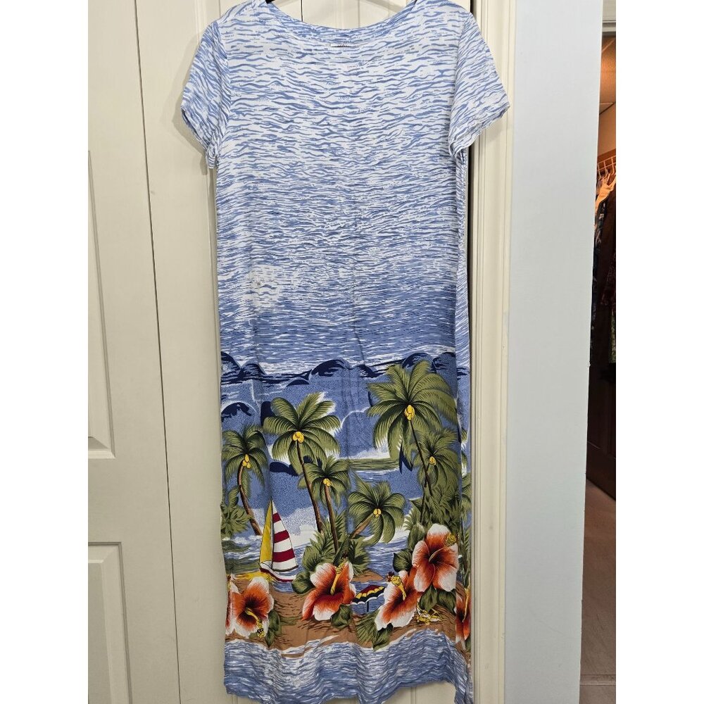 Peppermint Bay Womens Tropical Floral & Sailboat Print Rayon Dress M